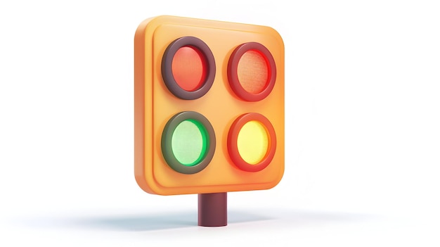 Foto colorido concepto de sistema de gestión de señales de tráfico de dibujos animados en 3d con estilo icónico