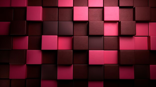 Foto colorido cúbico 3d forma textura de fondo frambuesa rosa y chocolate oscuro paleta de colores
