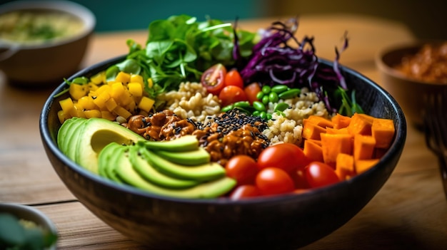 Foto el colorido cuenco de buda vegano