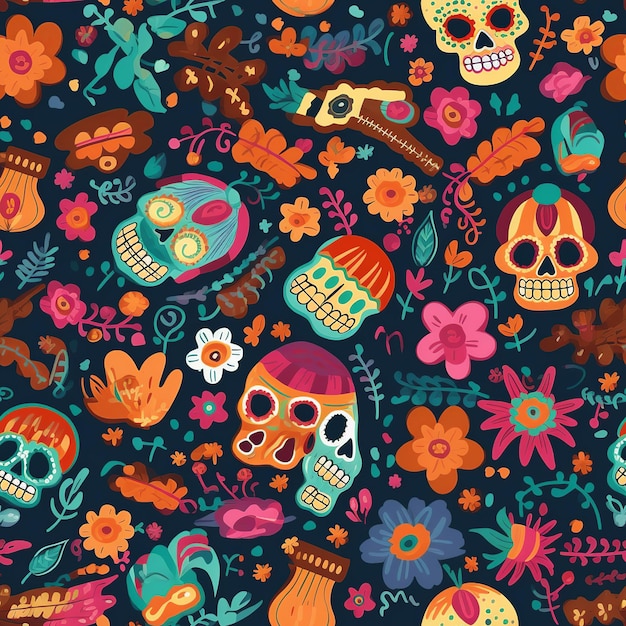 Un colorido día del fondo de pantalla de calavera muerta.