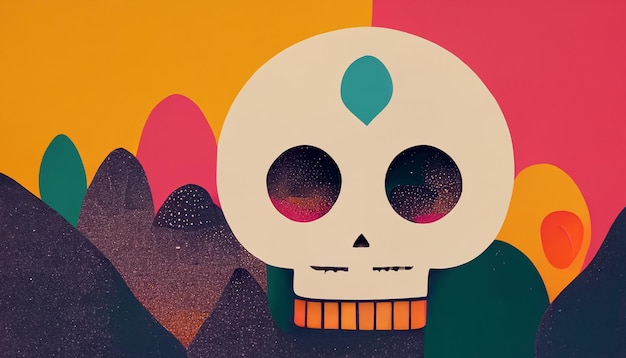 Colorido Dia de los muertos fiesta mexicana Día de Muertos Estilo digital 3d renderizado