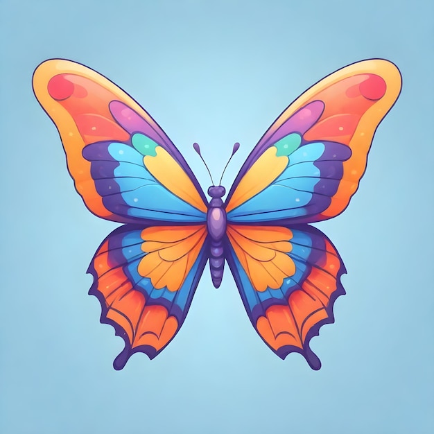 Foto un colorido dibujo de mariposa con la palabra mariposa en él