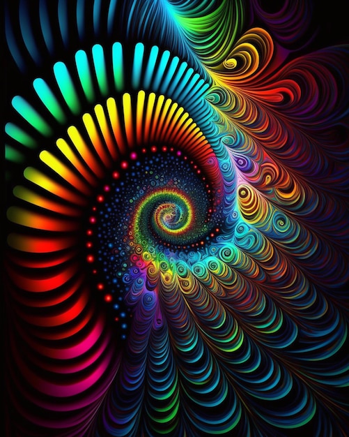 un colorido diseño en espiral con un fondo negro ai generativo