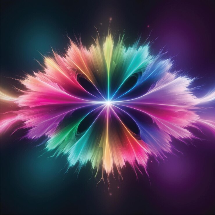 un colorido diseño de flores se muestra en el medio de un fondo oscuro