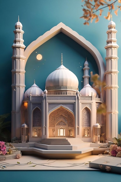 Colorido Elegante Pop Paper Art Estilo Masjid ilustração