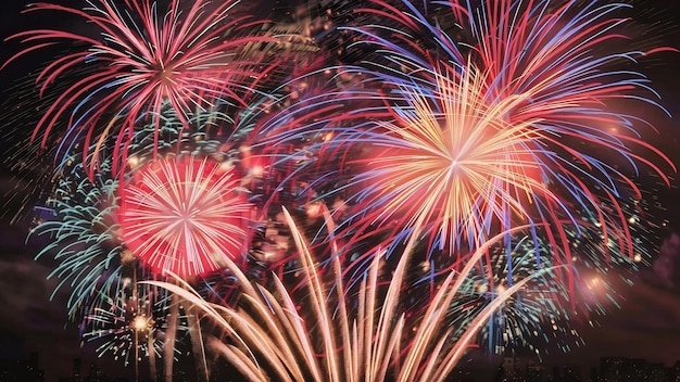 Un colorido espectáculo de fuegos artificiales