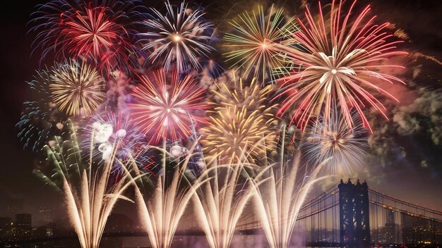 Un colorido espectáculo de fuegos artificiales