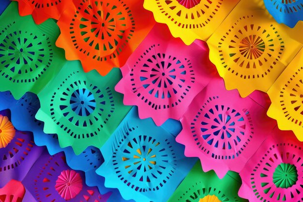 Foto un colorido estandarte mexicano de papel picado para la decoración festiva