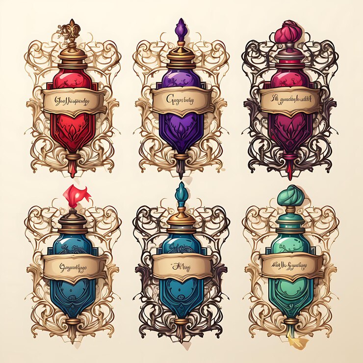 Foto colorido estilo barroco carta de amor envejecida pergamino elaborado pergamino arte decoración ilustración plana 2d