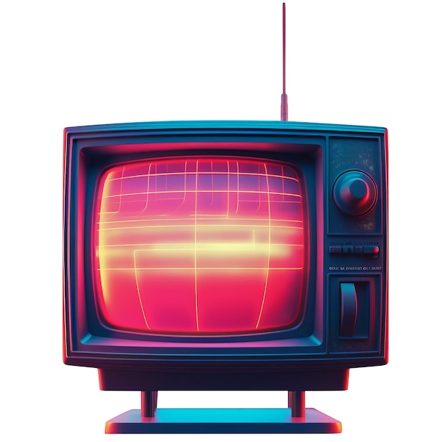 El colorido estilo retro de la televisión cyberpunk aislado sobre un fondo blanco