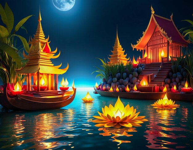 Foto colorido festival de loy krathong en tailandia