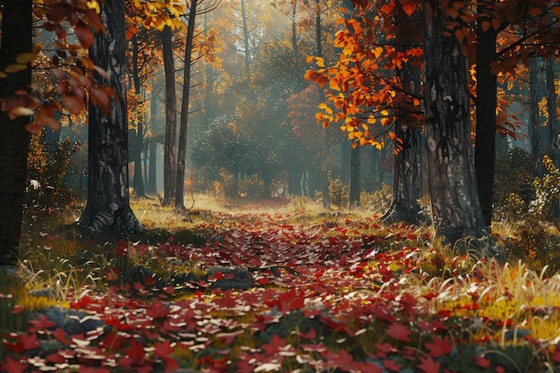 El colorido follaje de otoño en un bosque