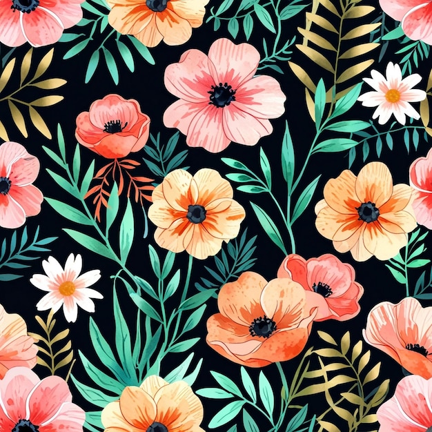 un colorido fondo floral con flores y hojas