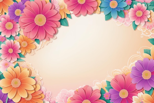 Un colorido fondo floral con un lugar para texto