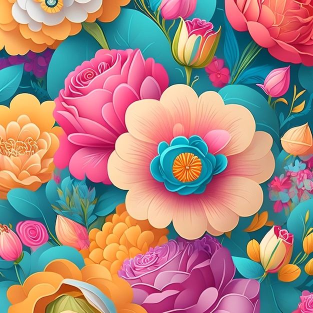 Un colorido fondo floral con muchas flores.