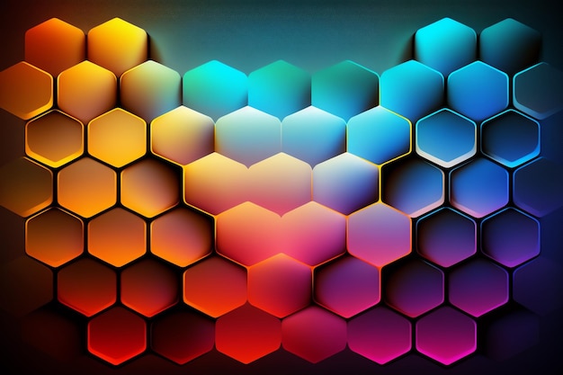 Un colorido fondo hexagonal con una luz brillante.