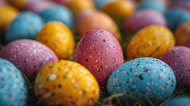 El colorido fondo de los huevos de Pascua