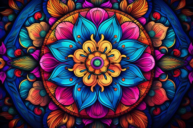 Foto el colorido fondo del mandala para el arco de yoga