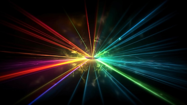 Un colorido fondo de pantalla con un estallido de luz con un arco iris y una luz blanca.