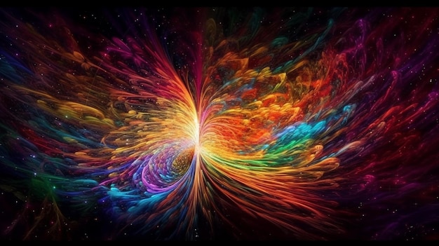 Un colorido fondo de pantalla de galaxia con una espiral de arcoíris.