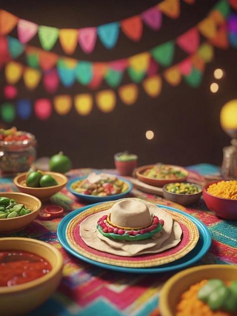 El colorido fondo tradicional del Cinco de Mayo