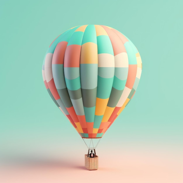 Colorido globo aerostático en fondo pastel Concepto de viaje y aventura que simboliza la libertad y la excitación IA generativa