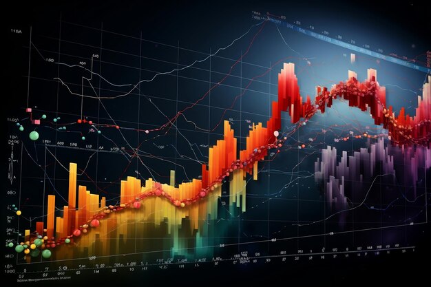 Colorido gráfico de velas y datos Generativo Ai