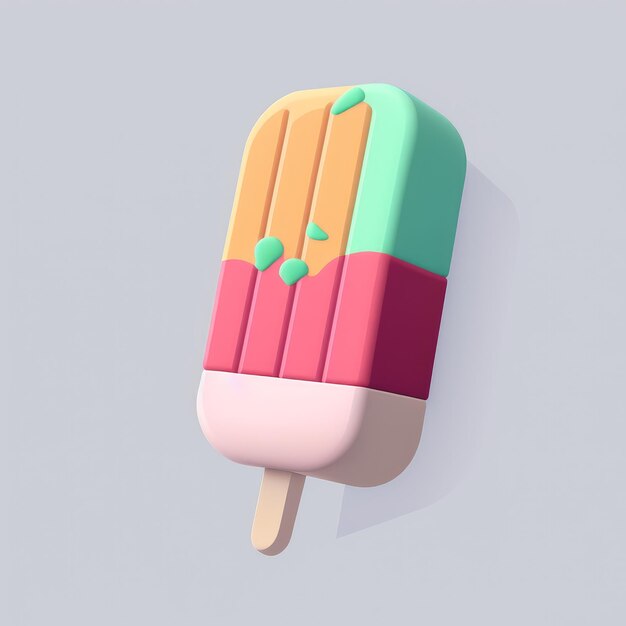 Un colorido helado con un palito de fruta.