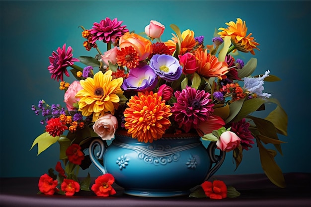colorido hermoso arte de flores arreglo de flores decoración