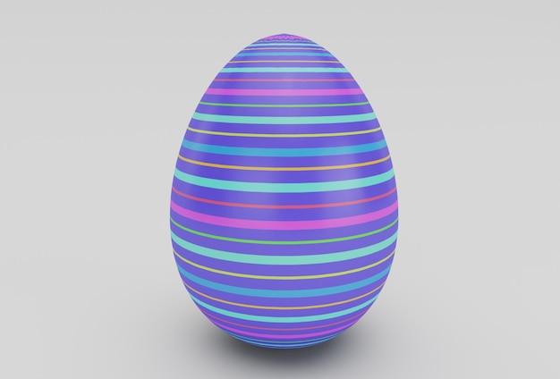 Colorido huevo de Pascua mínima representación 3D sobre fondo blanco.