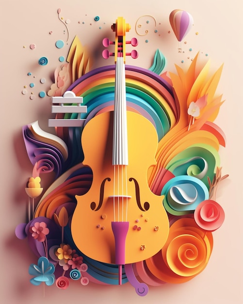 Un colorido instrumento musical con un violín.