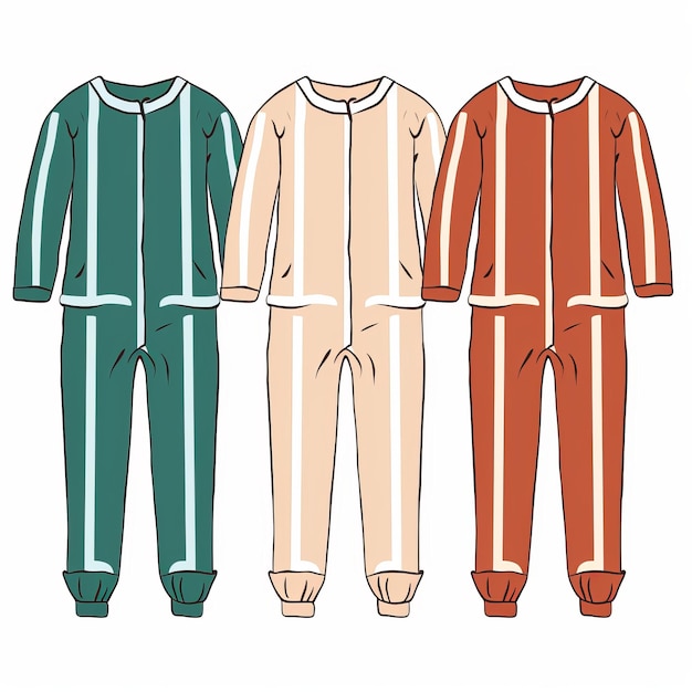 Colorido Kids Pijama Set Design Em Calma Paleta Minimalista Vector Gráfico