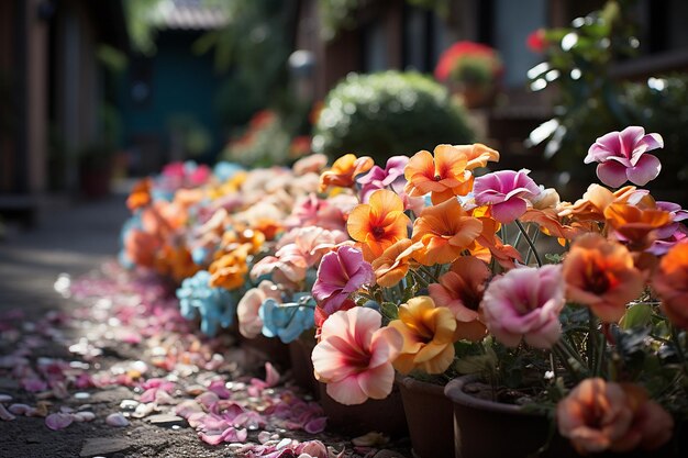 Foto un colorido lecho de flores con gazanías y begonias