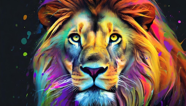 Foto el colorido león 8k papel tapiz