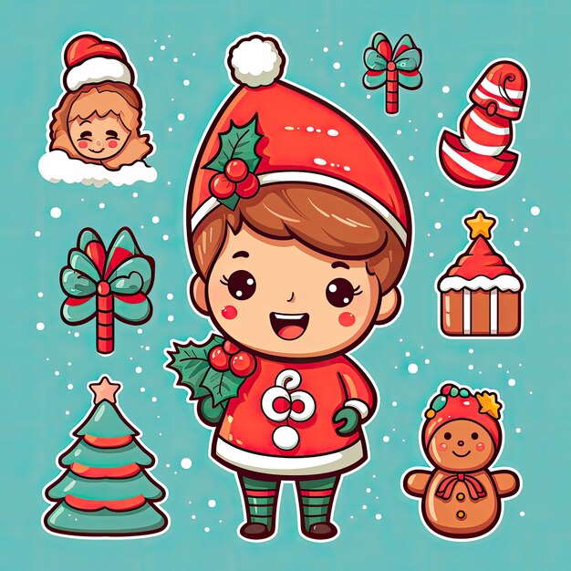 Foto colorido y lindo clip art navideño en 4k vector