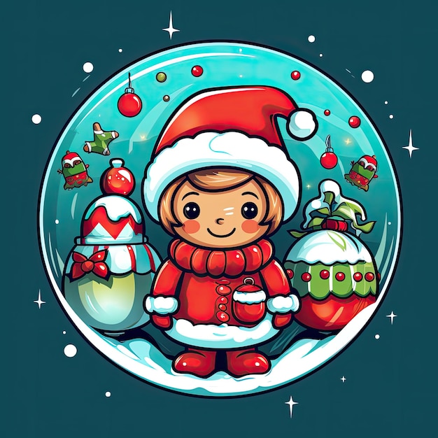 Foto colorido y lindo clip art navideño en 4k vector