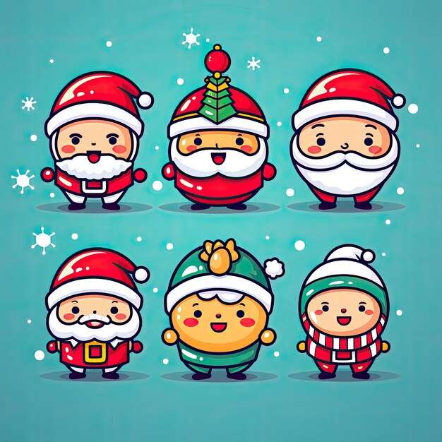 Foto colorido y lindo clip art navideño en 4k vector