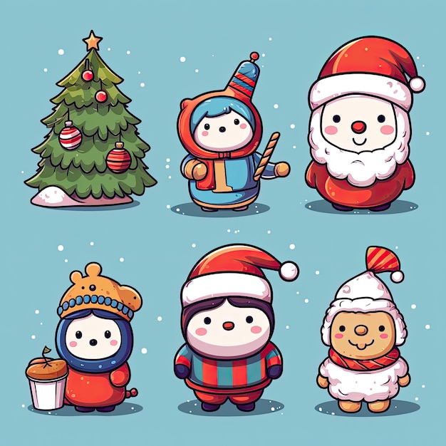 Foto colorido y lindo clip art navideño en 4k vector