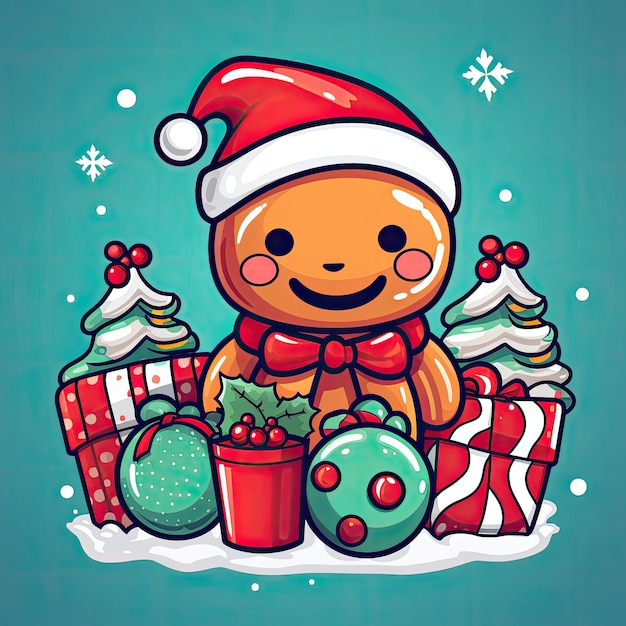 Foto colorido y lindo clip art navideño en 4k vector