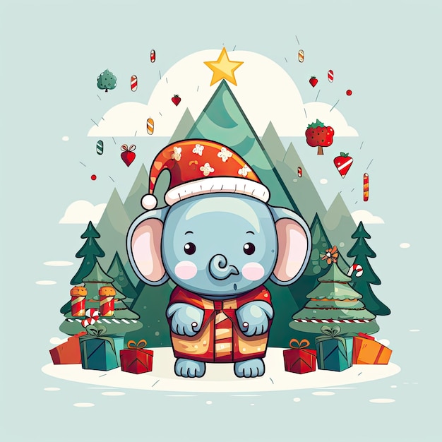 Foto colorido y lindo clip art navideño en 4k vector