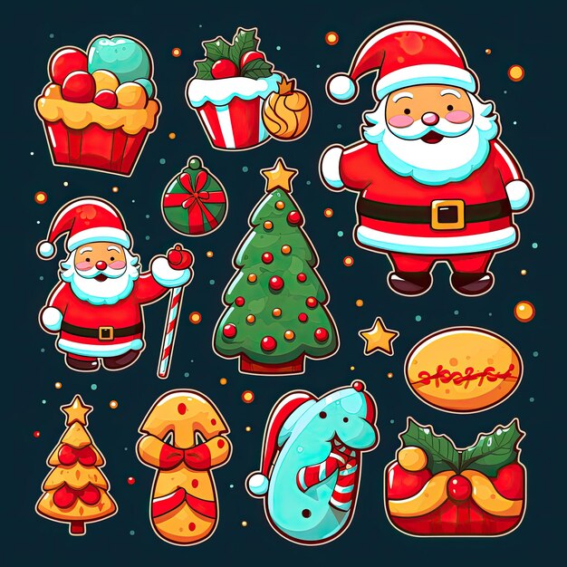 Foto colorido y lindo clip art navideño en 4k vector