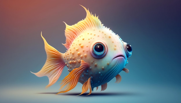 Colorido lindo extraño pez alienígena con hermosa cola larga AI generativa