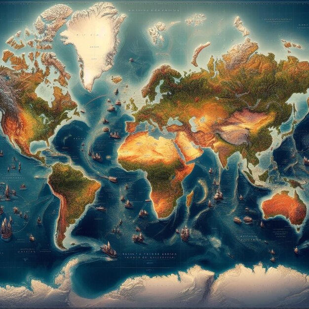 El colorido mapa digital del mundo