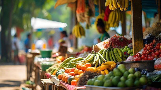 Un colorido mercado en la carretera