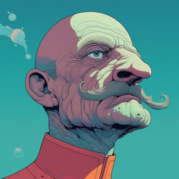 Foto colorido moebius inspirado overunder com nariz snub e detalhes simples