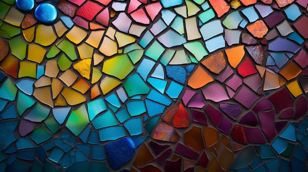 Un colorido mosaico de un corazón con la palabra amor.