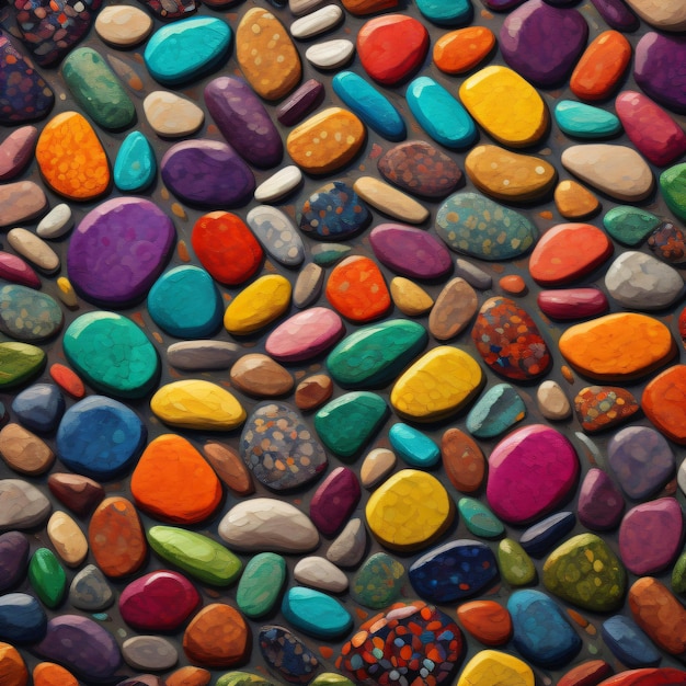 Foto un colorido mosaico de rocas con diferentes colores y formas.