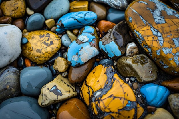 Foto un colorido mosaico de rocas de diferentes colores y formas