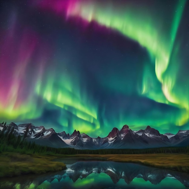 El colorido paisaje de fondo de la Aurora