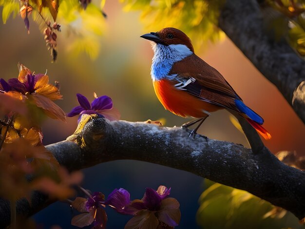 Foto el colorido pájaro guacamayo en el bosque ai generado